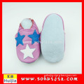 The best selling summer white and blue star cow leather embroidered learning to walk with baby shoes